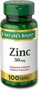 Nature's Bounty Zink (Zinc Gluconate) 50 mg, 100 Caplets