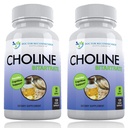Premium Choline - 500 mg - 120 Veggie Kapseln - Unterstützt kognitive Gesundheit, Gedächtnis &amp; Mehr - 2 Pack