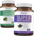 Super Greens & Antioxidantien (2-Monats-Versorgung) Antioxidans Power Greens Bundle Bio Super Greens Powder - Komplette Superfood (120 Kapseln) & Super Antioxidantien - Leistungsstarke Superfood (120 Kapseln)