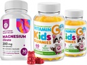 Vitamin C Gummis 120 Zählung für Kinder & Erwachsene 240 mg und Magnesium 200 mg Gummi - Immununterstützung Low-Sugar Chewable Gummy Vitamine für Kleinkinder mit Magnesium Calm Chews für Kinder & Erwachsene Sugar-Free