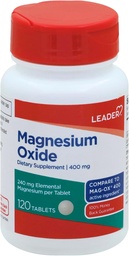 Leader Magnesiumoxid 400mg, Hilft Knochen & Muskelkrämpfe, Schwäche Ernährung Tablet Supplement, 120 Zähler