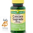 Cascara Sagrada 450mg. Spring Valley Cascara Sagrada 450mg 100 Compte, Herbe entière Cascara Sagrada Supplément diététique Digestion Capsules avec 45 Diabète Décodé
