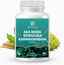 Sea Moss mit Spirulina und Ashwagandha Blend Capsules, Mood, Immun Support & Stress Relief, Micro Ingredients & Antioxidants Source — Non-GMO, Vegan Superfood Supplement, 90 Count
