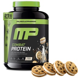 MusclePharm Combat Protein Powder, Cookies ‘N’ Cream Flavor, Fuels Muscles for Productive Workouts, 5 Proteinquellen einschließlich Whey Protein Isolate & Egg Albumin, Gluten Free, 4 lb, 52 Servierungen
