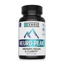 Zhou Neuro-Peak - Gehirn-Ergänzungen für Gedächtnis und Fokus, Nootropic für Männer & Frauen, Gehirnunterstützung Pille für Erwachsene, Gehirn Vitamine - 30 Veggie Kapseln (Pack von 1)