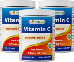 Best Naturals 100% reines Vitamin C Pulver Nicht-GMO 1 lb (454 Gramm) Pulver (auch Ascorbinsäure genannt) (1 LB (Pack von 3))