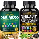 Bualle Sea Moss und Shilajit Bundle-Sea Moss 300mg,Black Seed Oil 100mg,Ashwagandha 50mg,Ginger & Shilajit 300mg,Rhodiola Rosea 100mg,Panax Ginseng 50mg,Alle in 1 Beilagen-USA Made(2 Pack)