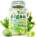 Omega 3 Gummie 2200mg von Algae Oil (DHA 640mg & EPA 290mg) für Damen und Herren, Vegan Omega 3 Fish Oil Alternative, w/CoQ10, Astaxanthin, Vitamin A, E, D3 für Brain, Auge, Antioxidant, Sugar Free, 1Pack