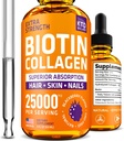 Flüssige Collagen und Biotin Tropfen für Haarwachstum 25.000 mcg - Made in USA Collagen & Biotin Vitamine für Haarhaut und Nägel - Hydrolysierte Collagen und Biotin Ergänzung für Frauen und Männer