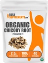 BulkSupplements.com Organic Chicory Root Powder - Chicory Root Supplement, Chicory Root Coffee Alternative - Fiber Supplement, Glutenfrei, 2,5g pro Servierung, 100g (3.5 oz) (Pack von 1)