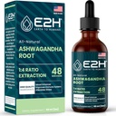 E2H Ashwagandha Liquid Drops - All-Natural Ashwagandha Ergänzung für Stress Relief und Stimmung Enhancer- Organic Ashwagandha Root Extract Effective Cortisol Manager | Non-GMO, Vegan | 2 Fl Oz