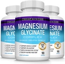 3X Flaschen Magnesium Glycinat Complex 525 mg Hohe Absorption 125% DV Chelat - Formuliert für Muskelentspannung & Erholung, maximale Bioverfügbarkeit, Vegan für Männer Frauen, 90 Kapseln, Toplux
