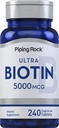 Piping Rock Biotin 5000mcg | 240 Tabletten | Beauty Vitamin Supplement | Vegetarisch, Non-GMO, Glutenfrei