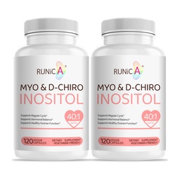 Myo-Inositol & D-Chiro Inositol Supplement für Damen - Ideal 40:1 Ratio -Unterstützung Frauen Hormon Balance & Fertilität & Ovarian Gesundheit - Vegan Pulver Kapseln - 60-Tag Versorgung