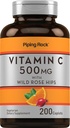 Piping Rock Vitamin C | 500mg | 200 Caplets | mit Rose HIPS | Vegetarisch, Non-GMO, Glutenfreie Ergänzung