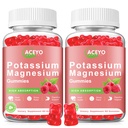 2 Pack Kalium Magnesium Gummi für Erwachsene Kinder High Absorption Leg Kramps & Muskel & Herz Gesundheit Immun Gesundheit Himbeer Magnesium Gummies Kaugummi Ergänzung Vegan Non-GMO
