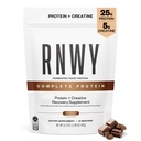 RNWY Protéines complètes, 25g Protéines de levure + 5g Monohydrate de créatine, végétalien, sans produits laitiers, certifié sport éclairé, récupération après entraînement pour les athlètes d'endurance, chocolat, 21 portions