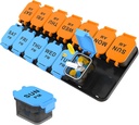 Große 7-Tage-Pille Organizer, XL PM zweimal pro Tag Medizin Aufbewahrungsbox, Big 2 Wochen Pillenhalter für Pillen, Vitamine & Ergänzungen, Reise-Pille-Gehäuse für Medikamente (Blue+Orange)