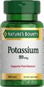 Nature's Bounty Potassium 99mg, unterstützt Flüssigkeitsbilanz und Muskelaktivität, Involviert in normale Herzfunktion, Kalium Gluconate Nahrungsergänzung, Glutenfrei, 1 pro Tag, 100 vegetarische Caplets