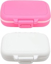Kleine Pillen-Box-Ergänzung für Tasche oder Geldbeutel - 3 abnehmbare Komponenten Reise-Medizin-Gehäuse - Tägliche Vitamin-Organisator-Box (Pink+White)