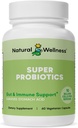 Natural Wellness Super Probiotic + Prebiotic Blend – 10 Billion CFUs mit 8 Strains – Probiotika für Frauen und Männer für Verdauungsmedizin, Gut Balance & Immununterstützung – Non-GMO, 30-Day Supply