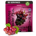 PulverVitamin Elektrolyte Pulver Plus (50 Portionen) Traubenelektrolyt Pulver Zero Calorie Keto, 0 Zucker, kein Maltodextrin, 1000mg Kalium, 120mg Calcium, 120mg Magnesium, Hydration Pulver