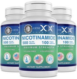 Genex Formeln Nicotinamid 500mg (3-Pack) Vitamin B3 Flush Free Niacin Kapseln für gesunde Haut - Niacinamid Supplement Pillen helfen, Keratin zu produzieren und die Gesundheit und Energie der Hautzellen zu unterstützen (300 Kapseln)