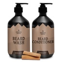 Striking Viking Beard Care Set (Sandalwood) - Paraben & Sulfate Free Shampoo mit Jojoba Öl - Tiefenreiniger für alle Bartarten (10oz pro Flasche)