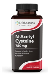 LifeSeasons Essentials N-Acetyl Cystein (NAC) - Unterstützt Gehirn-, Leber-, Herz- und Immunfunktion - Entgiftungsergänzung - Steigert Immunität und Nierengesundheit - 60 Kapseln