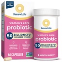 Renew Life Probiotische Kapseln für Frauen, 50 Milliarden CFU garantiert, unterstützt pH-Balance, Vaginal, Urin, Verdauungs- und Immungesundheit(2), L. Rhamnosus GG, Milchprodukte, Soja und glutenfrei, 60 Count