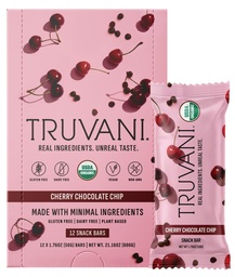 Truvani Plant Based Snack Bars | Kirsch Schokolade Chip 12 Pack | 5g Protein | USDA Organic and Vegan | Die einzige Bar | Dairy, Soy, und Gluten Free | Individuell Wrapped
