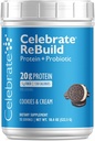 Celebrate Vitamine Rebuild Protein Pulver mit Probiotics & Prebiotics - 20g Whey Isolate Protein, High Fiber, für Post Bariatric Surgery Patienten - Cookies & Cream (15 Portionen)