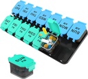 Große 7-Tage-Pille Organizer, XL PM zweimal pro Tag Medizin Aufbewahrungsbox, Big 2 Wochen Pillenhalter für Pillen, Vitamine und Ergänzungen, Reise Pillen Fall für Medikamente(Blue+ Cyan)