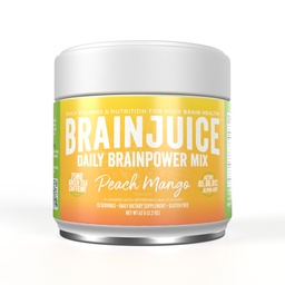 BrainJuice Nootropics Brain-Supplement, Glutenfreies Pulver für Energie und Fokus, Getränk Mischung mit L Theanin, Alpha GPC, Vitamin B, Bio-Grün-Tee-Extrakt Koffein, Peach Mango, 15 Portionen
