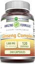 Erstaunliche Formeln Ginseng Complex - 1000 Mg pro Servierung, Kapseln (Non-GMO, Glutenfrei) Unterstützt gesundes Immunsystem - unterstützt Energieproduktion - steigert die psychische Alertness. (240 Zähler)