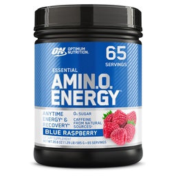 Optimum Nutrition Amino Energy - Pre Workout mit grünem Tee, BCAA, Aminosäuren, Keto Friendly, Green Coffee Extract, Energy Powder - Blue Raspberry, 65 Portionen (Packaging May Vary)