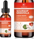 Soursop Graviola Blattextrakt & Sea Moss Flüssigkeitstropfen - Zellunterstützung, Immunität Boost, Lebergesundheit, Schlafhilfe & Antioxidantien - Pure Soursop Bitters, 2 Monate Versorgung, 2 Fl Oz (2oz, Erdbeere)