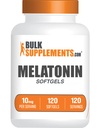 BulkSupplements.com Melatonin 10 mg Softgels - Melatonin für Erwachsene, Schlafzusatz - 10mg Melatonin pro Servierung, Glutenfrei, 1 Softgel pro Servierung, 120 Count (Pack von 1)