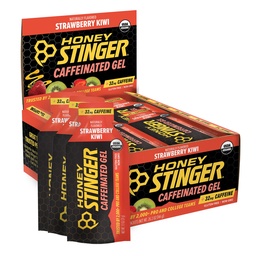 Honig Stinger Erdbeer Kiwi Energy Gel, Koffeiniert & Glutenfrei mit Bio-Honig, für Übung, Laufen und Performance, Sporternährung für Home & Gym, Pre und Mid Workout, 24 Pack