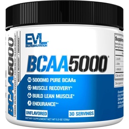 Evlution EVL BCAAs Aminosäuren Pulver - BCAA Powder Post Workout Recovery Drink und Stim Free Pre Workout Energy - 5g verzweigte Kette Aminosäuren Supplement für Männer - Unflavored