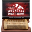 Bart Comb - Sandalwood Natural Hatchet Style for Hair - Anti-Static & No Snag, Handmade Wide & Fine Tooth Contour Brush Best für Bart & Moustache mit Carrying Case Pouch