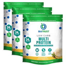 BioTrust Low Carb Protein Pulver – Natürliche und leckere Whey & Casein Mischung aus Grass-Fed Hormon Free Cows – Non GMO, Soy Free, Glutenfrei, Hormonfrei (Vanilla, 3-Pack)