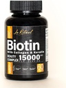 Biotin Vitamine mit Collagen & Keratin - Haarwachstumsergänzung für Frauen & Männer - 15000 mcg Pillen - Vitamine A,D,B1,B2,B3,B5,B6,B12 Complex - Gesunde Vegan Kapseln - 60 Count