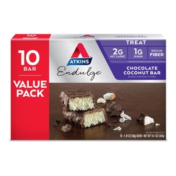 Atkins Endulge Chocolate Coconut Bar, Dessert Favorit, High in Fiber, 1g Zucker, 10 Count
