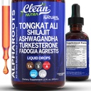 Tongkat Ali Liquid Drops Shilajit, Ashwagandha, Turkesterone, Fadogia Agrestis, Magnesium, Irish Sea Moss und Zink Kräuterergänzung von Clean Nutra