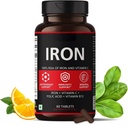 Eisen Ergänzung für Frauen und Männer mit Vitamin C, Folsäure & Vitamin B12 - Eisen Tabletten helfen Energie zu unterstützen - 60 Veg Tabletten