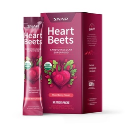Snap-Ergänzungen Heart Beets Stick Packs, Organic Beet Root Powder Drink Mix, Herz-Kreislauf-Unterstützung für Männer und Frauen, Beets, Granatapfel & Rot Spinat, Nitric Oxide Booster, Mixed Berry, 10 Servierungen