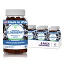 Lunakai Sambucus Elderberry Gummis mit Zink & Vitamin C für Erwachsene & Kinder - 100mg Schwarze Elderberry Vitamine Immununterstützungsergänzung - Vegan, Non-GMO, No Corn Syrup - 6 Pack