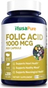 NusaPure Folic Acid 1000mcg 200 Veggie Caps (Non-GMO, Vegetarisch, Glutenfrei)