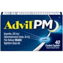 Advil PM Schmerzlinderung und Nacht Schlafhilfe, Schmerzmedizin mit Ibuprofen für Schmerzlinderung und Diphenhydramin Citrat für eine Schlafhilfe - 40 beschichtete Caplets
